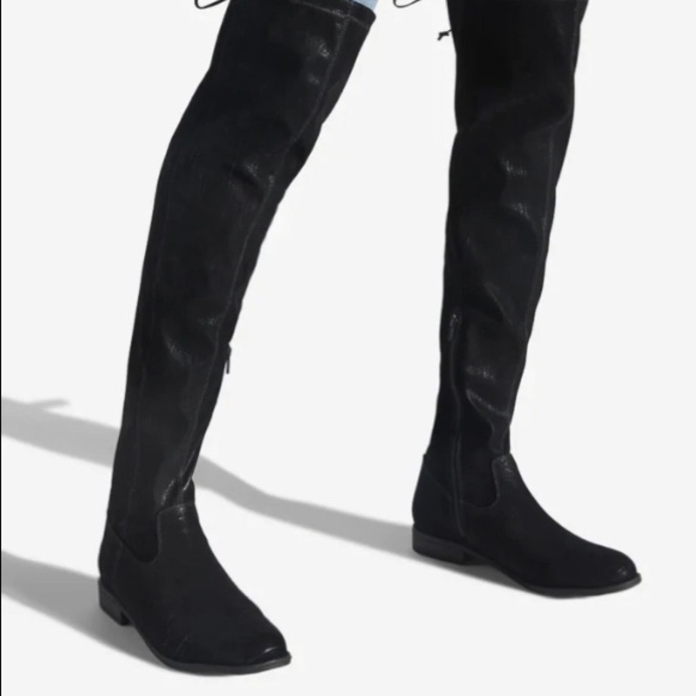 Vince Camuto over the knee pirate captain lace back leather boots size 6M Black